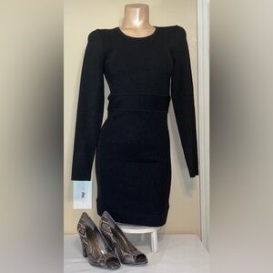 French Connection womens dress 10 medium mini sweater knit black silver stretch